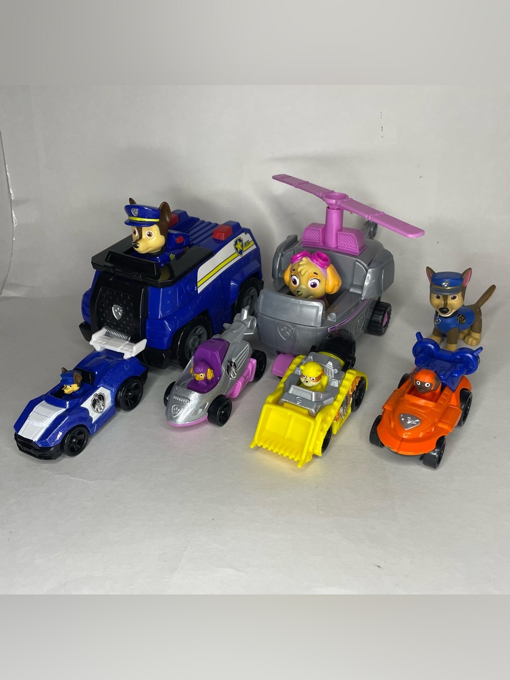 Paw Patrol Lot 9 Chase Cruiser Skye Helicopter Marshall Rubble True Metal Cars